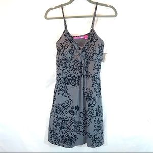 Made for Me 2 Dress M grey w black floral/leopard print sleeveless A-line dress